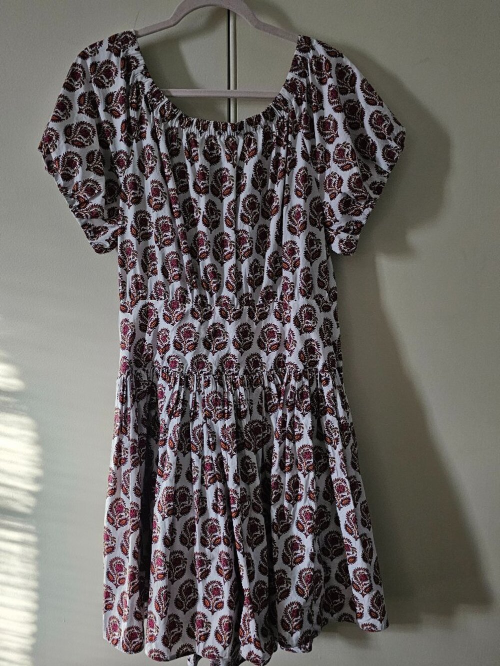 J. Crew Drop-Waist Cotton Poplin MIni Dress in Bouquet Block Print Size 16. NWOT